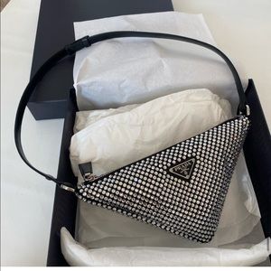 Prada crystal embellished triangle shoulder bag